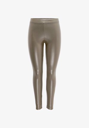 JDY STRETCH BIKER COATED - Leggings - taupe