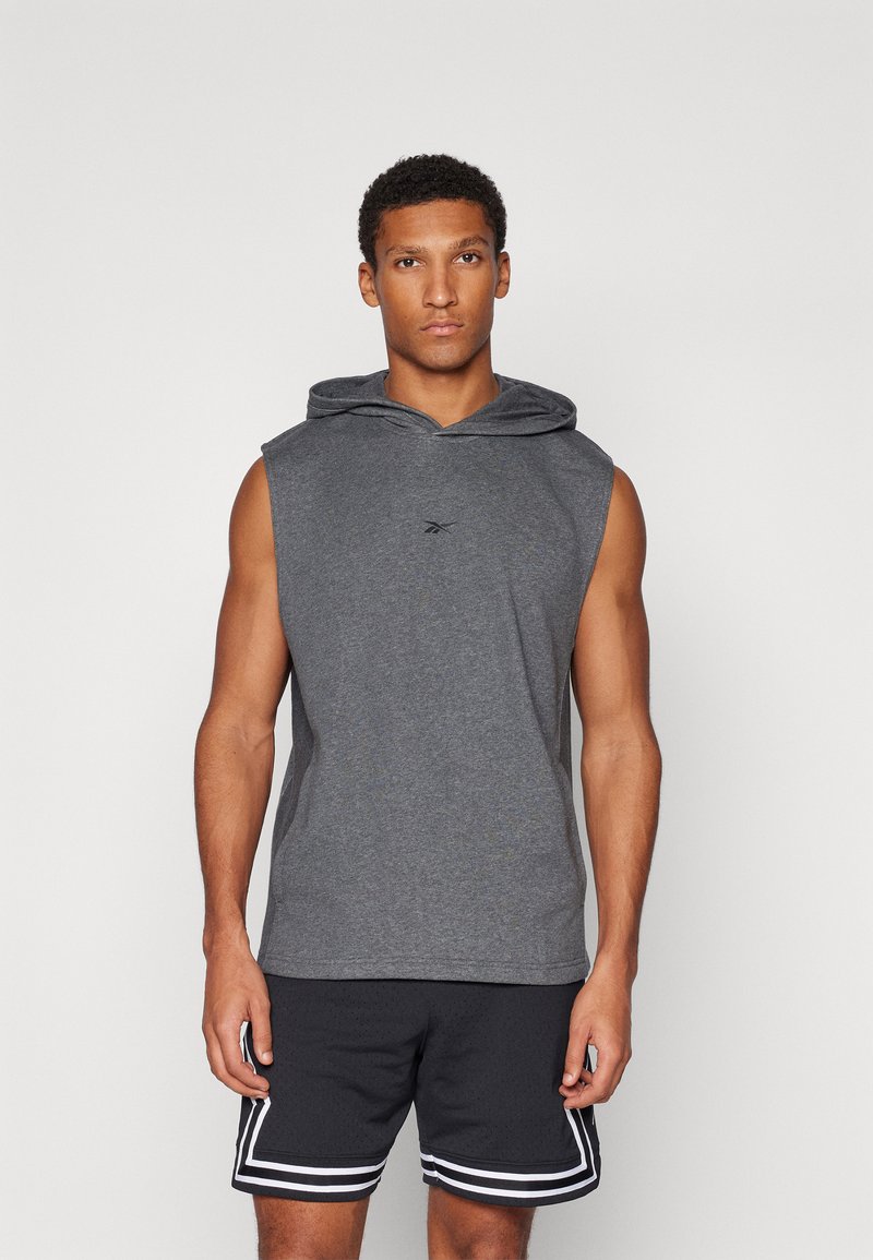 Reebok BASKETBALL HOODIE - Mikina s kapucňou - dark heather grey