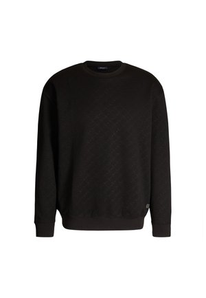 Felpa nera con un motivo a diamante testurizzato. Presenta un collo rotondo e polsini e orlo a costine. Realizzata in un materiale morbido.