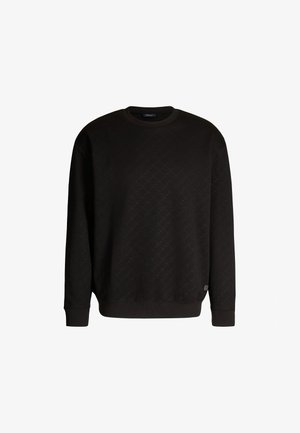 Felpa nera con un motivo a diamante testurizzato. Presenta un collo rotondo e polsini e orlo a costine. Realizzata in un materiale morbido.