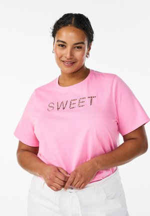 MIT AUFGESTICKTEM TEXT - Tričko s potlačou - pink drink w sweet