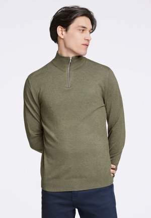 HALF ZIP - Strickpullover - army mel