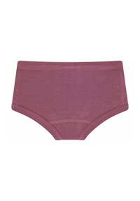 Bordeaux katoenen hipster onderbroek met een gladde textuur, elastische tailleband en geen zichtbare patronen of accenten.