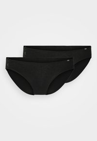 Slip hipster en mélange de coton noir, avec une texture lisse, une taille élastique et des accents logo discrets sur le côté. Vendu par lot de deux.