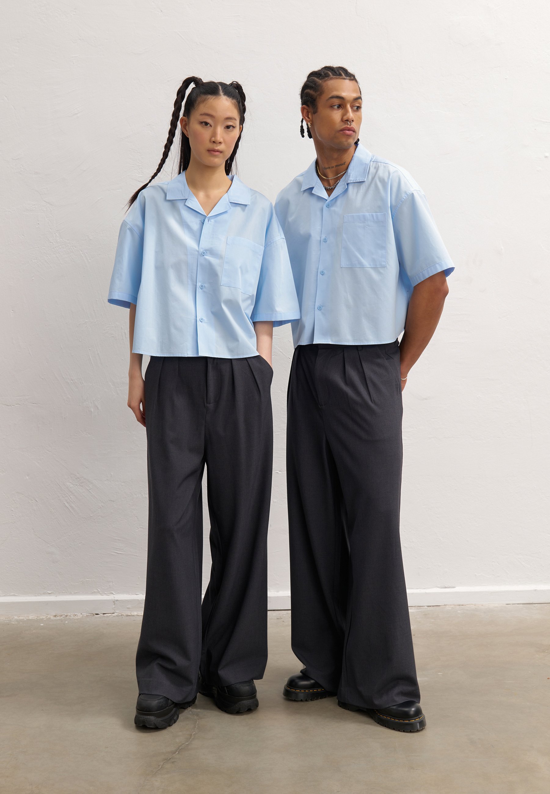YOURTURN EXTREME BAGGY TAILORED TROUSERS - Trousers - grey