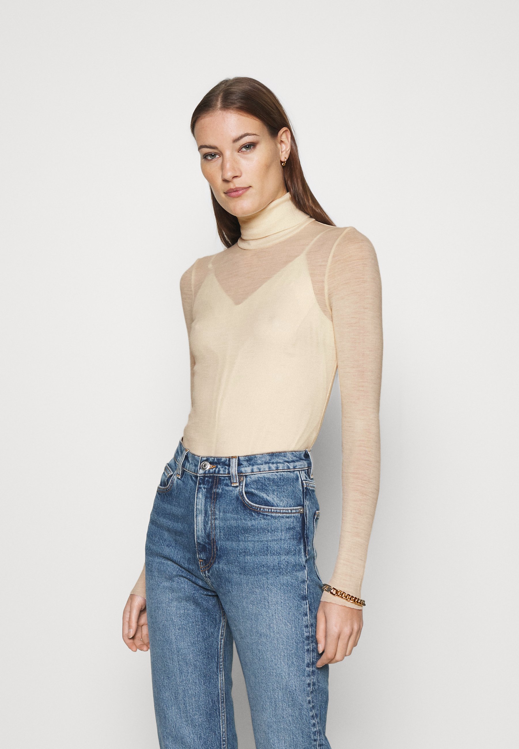 white knit turtleneck