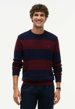Tommy Hilfiger, Strickpullover - navy blue burgundy heather