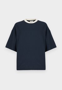 SLFCOLWOMAN OVERSIZED CONTRAST TEE - T-paita - dark sapphire/egret