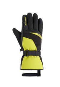 Gant d'hiver noir et jaune néon avec un design étanche, une sangle de poignet ajustable et une paume texturée pour une meilleure prise en main. Dispose d'une doublure intérieure douce.