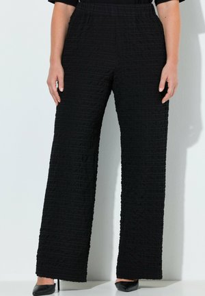 Ulla Popken HOSE, STRUKTUR, WEITES BEIN, ELASTIKBUND - Bukser - black