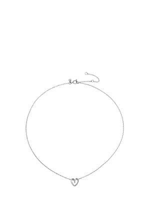 Delikat sølvkæde med en lille åben hjerteformet vedhæng centreret på kæden, med justerbar lukning.