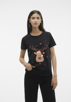 Vero Moda VMFRANCIS XMAS - Camiseta estampada - black