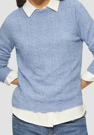 Striktrøje - mottled light blue