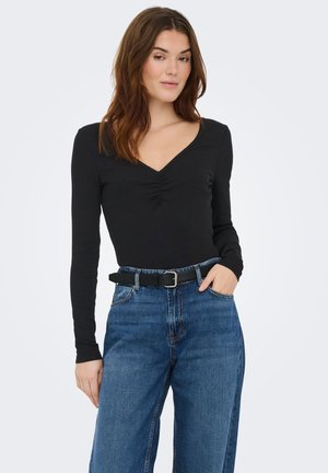 ONLBETTY LIFE SCALLOP V NECK - Longsleeve - black