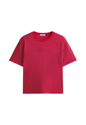OYSHO, STRIPED SHORT-SLEEVED T-SHIRT - Print T-shirt - red