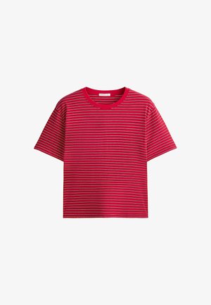 OYSHO, STRIPED SHORT-SLEEVED T-SHIRT - Print T-shirt - red