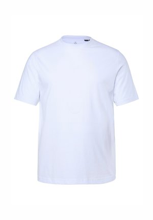 Witte T-shirt met korte mouwen gemaakt van katoen, voorzien van een ronde hals en een subtiel "B"-logo op de borst. Soepele textuur, klassieke pasvorm.