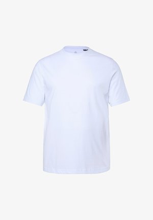 Witte T-shirt met korte mouwen gemaakt van katoen, voorzien van een ronde hals en een subtiel "B"-logo op de borst. Soepele textuur, klassieke pasvorm.