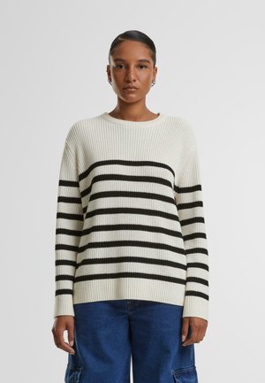 Urban Classics STRIPED - Pulóver - whitesand black