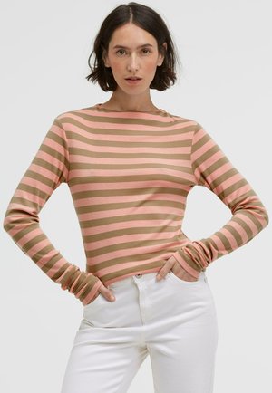 GESTREIFTES MIT SCHMALEM MOCK-KRAGEN - Long sleeved top - peach nectar