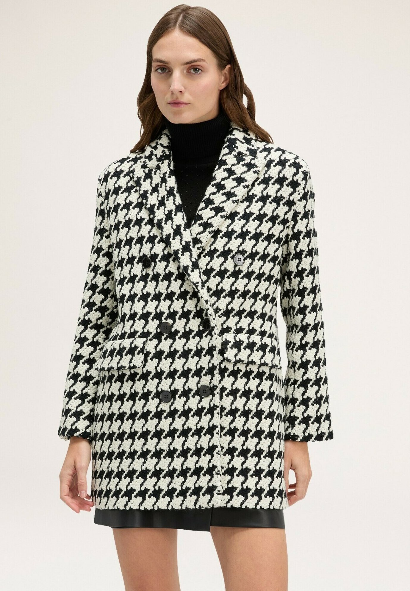 Motivi FANTASIA PIED DE POULE Cappotto corto nero