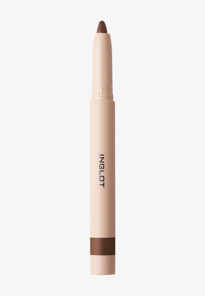 Ausziehbarer beiger Make-up-Stift mit dunkelbrauner Spitze und vertikal auf dem Körper aufgedrucktem Schriftzug "INGLOT".
