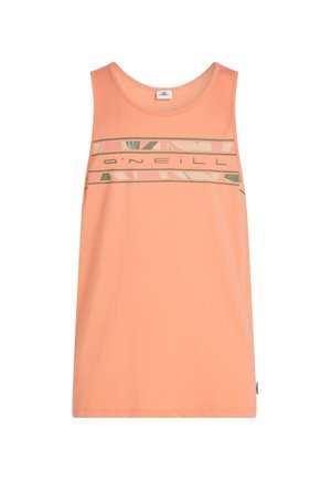 Pehmeast puuvillast virsiku värvi tanktop. Sellel on rohelistest ja beežidest triipudest koosnev graafiline disain ning rinnaosas kiri "O'Neill".