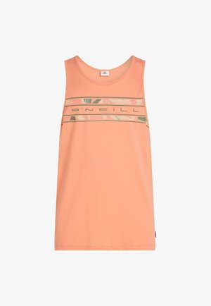 Pehmeast puuvillast virsiku värvi tanktop. Sellel on rohelistest ja beežidest triipudest koosnev graafiline disain ning rinnaosas kiri "O'Neill".