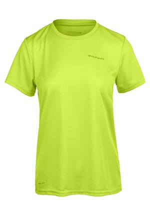 Limegrøn kortærmet træningsshirt lavet af letvægtsstof. Har en rund halsudskæring og subtil branding på brystet.