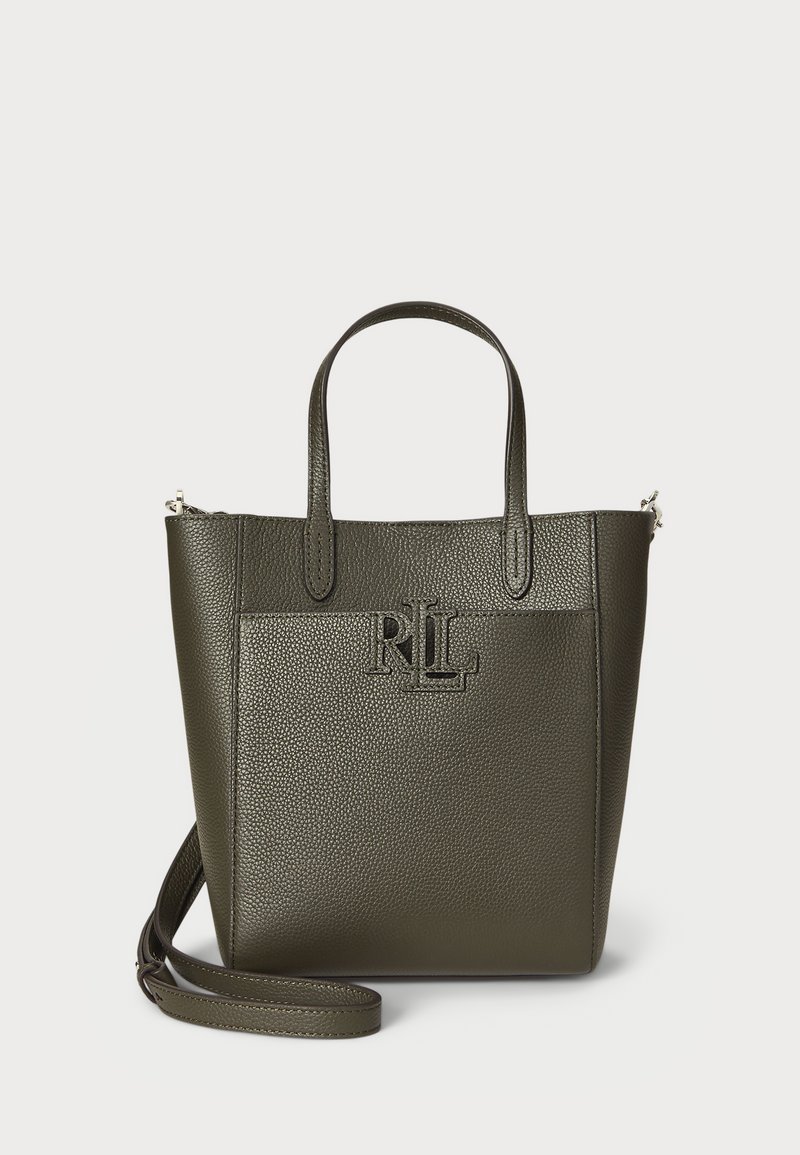Lauren Ralph Lauren PEBBLED LEATHER SMALL CAMERYN TOTE BAG - Kézitáska - dark olive