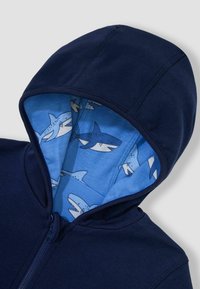 JoJo Maman Bébé HIPPO APPLIQUE REVERSIBLE HOODIE - Kardigán - navy blue shark