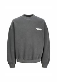 Šedá mikina z bavlněné směsi, s kulatým výstřihem a elastickými manžetami. Výrazný bílý logotyp na hrudi.