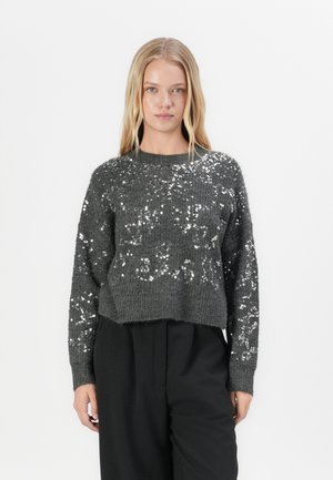 ONLALTA SEQUIN O NECK - Trui - dark grey