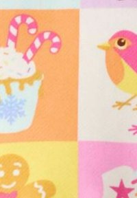 Farebná látka so zopakovateľným vzorom: cupcakes so prúžkovanými cukrovinkami, ružový vták a perníková sušienka na pastelových pozadiach.