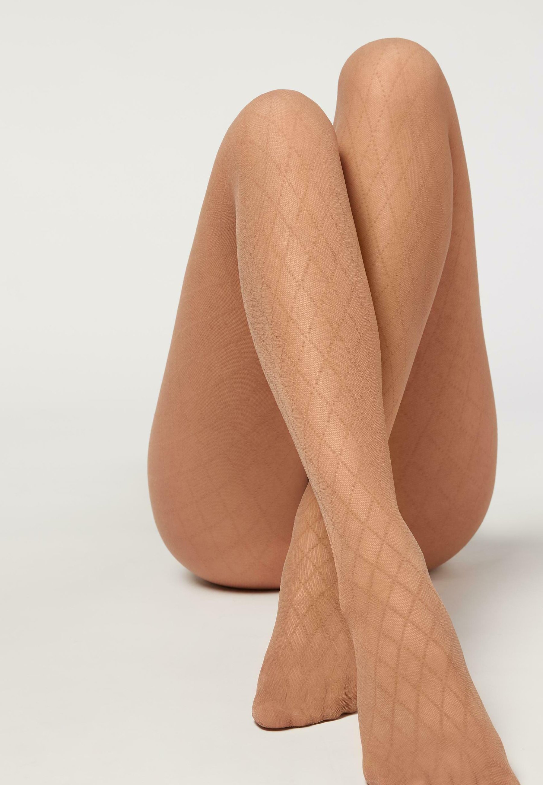 Calzedonia Collant - rombi tratteggio elisir/beige - Zalando