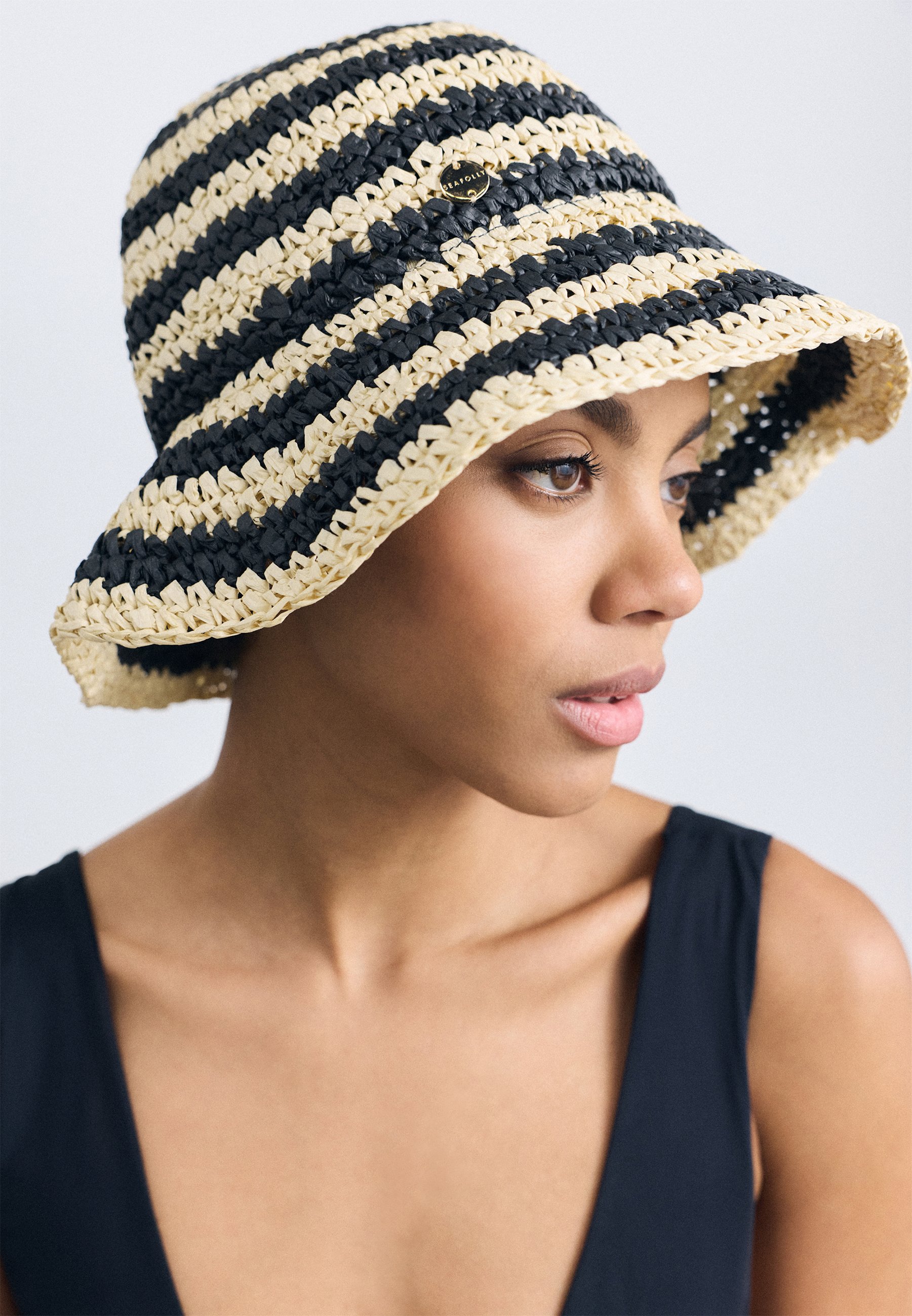Seafolly STRIPE BUCKET HAT Beach accessory black/natural/black