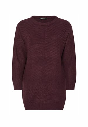 Maglione a maniche lunghe in maglia a coste di un profondo bordeaux, con scollatura a girocollo e vestibilità morbida.