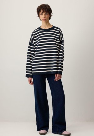 STRIPED - Pullover - navy blue