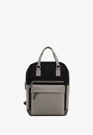 Must mustriga must on topelt käepidemetega, ees oleva lukuga tasku ja aktsentidega. Valmistatud vastupidavast materjalist, millel on sujuv tekstuur ja struktureeritud disain.