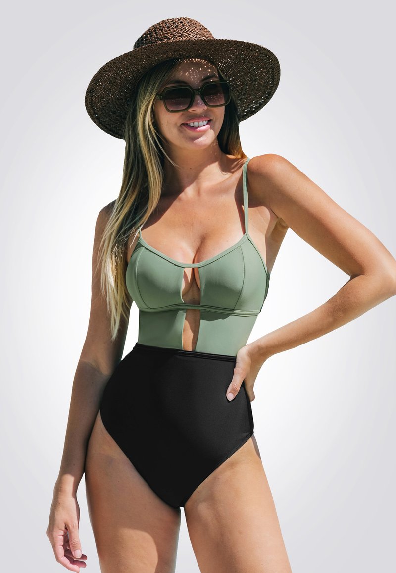 Cupshe CAPTIVATING CONTRAST CUTOUT  - Maillot de bain - green black