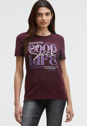 RUNDHALS MIT WORDING PRINT - T-Shirt print - night plum