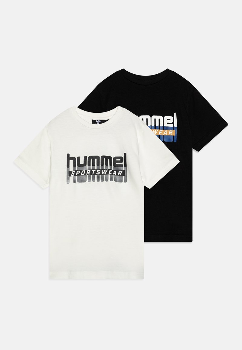 Hummel TUKAS 2-PACK - Triko s potiskem - black beauty/marshmallow