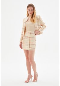 adL ROBYN FRONT BUTTONED - Mini skirts  - striped beige