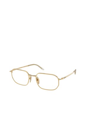 Montature rettangolari in metallo dorato con naselli regolabili e aste sottili, mostrate su sfondo bianco.