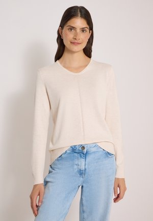 Cecil, BASIC PULLOVER MIT V-NECK IN UNIFARBE - Pullover - oat milk beige melange
