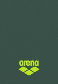 Sfondo verde con il logo "arena" in carattere grassetto e di un vivace verde brillante, accompagnato da un motivo a rombi sottostante.