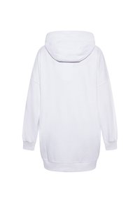 Felpa bianca con cappuccio, vestibilità comoda, caratterizzata da spalle scese, maniche lunghe con polsini a costine e orlo a costine. Tessuto dal tatto liscio.