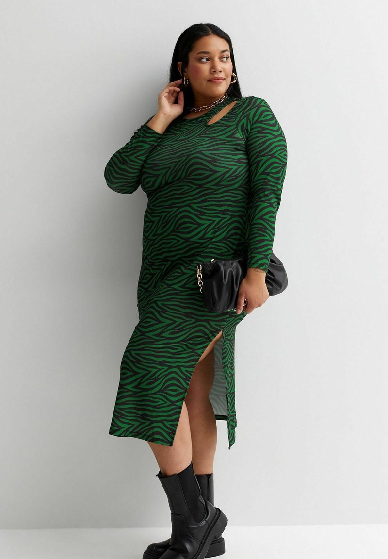 New Look Curves Jerseyjurk groen gemêleerd