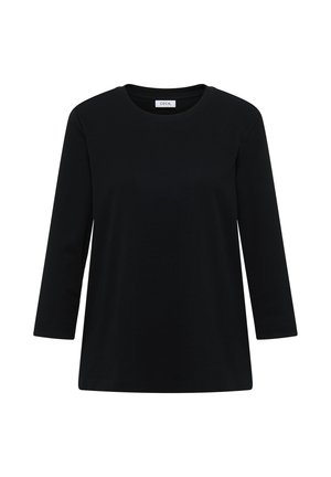 Svart, långärmad topp i bomull jersey med rund halsringning och avslappnad passform. Inga synliga mönster eller hårdvarudetaljer.
