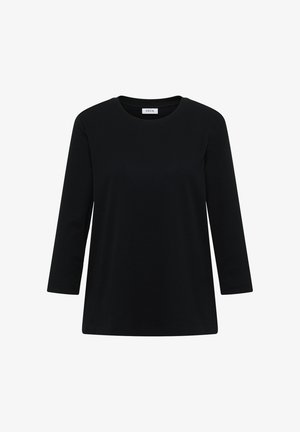Svart, långärmad topp i bomull jersey med rund halsringning och avslappnad passform. Inga synliga mönster eller hårdvarudetaljer.